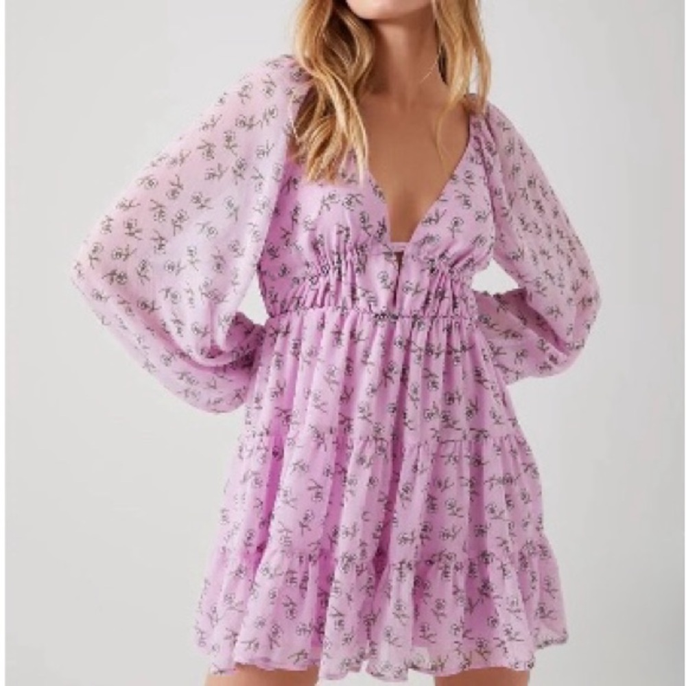 Floral plunging tiered dress